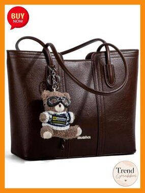 Retro Faux Leather Satchel Shoulder Bag Adjustable Strap Tote Handbag